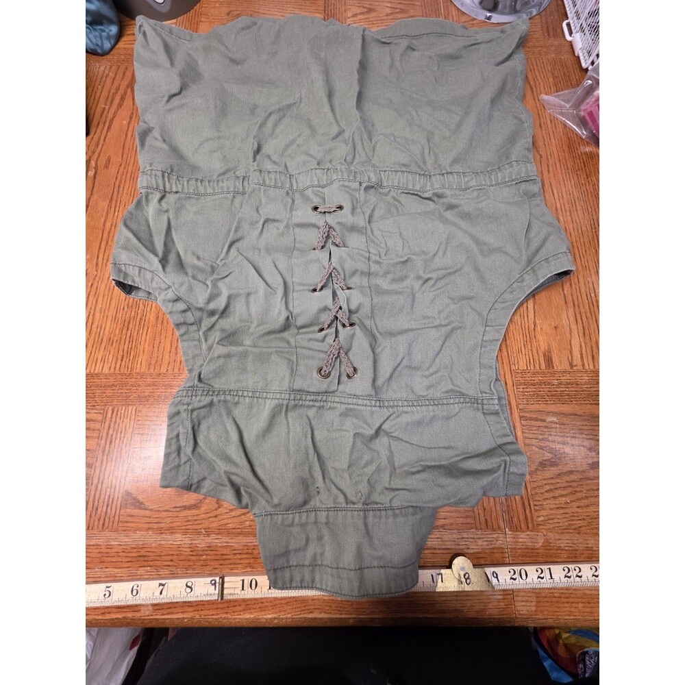 Maurices Plus Size XXL Green 100% Cotton Vest Button Down Sinch Waist - Picture 2 of 7